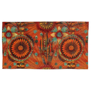 Housse D'oreillers Luxueux Turquoise "Echos complexes" King Pillowcas