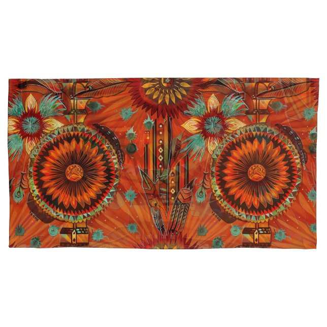 Housse D'oreillers Luxueux Turquoise "Echos complexes" King Pillowcas (devant-gauche)