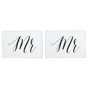 Housse D'oreillers M. et M. Mariage de typographie moderne Gay Couple