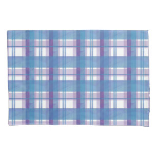 Housse D'oreillers Madras Plaid Blue et Purple