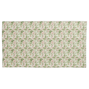 Housse D'oreillers Magnolias vintage rose et blanc