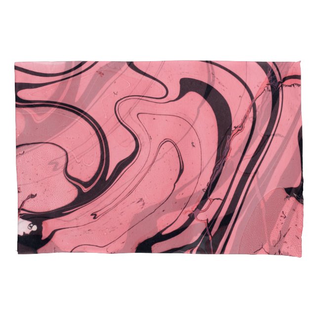 Housse D'oreillers Main en marbre rose noir dessinée (devant)
