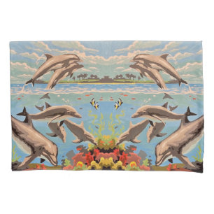 Housse D'oreillers Main Painted by Number   Dolphins  