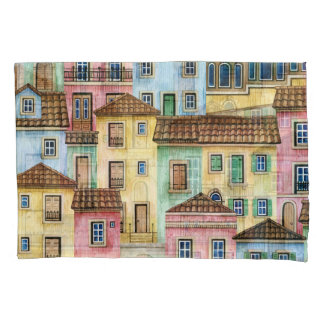 Housse D'oreillers Maisons de Lisbonne : Aquarelle Motif funiculaire.