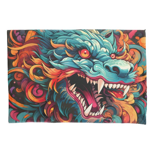 Housse D'oreillers Majesté du Dragon Oriental Moderne (devant)