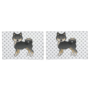 Housse D'oreillers Malamute d'Alaska noir et feu Chien de dessin anim