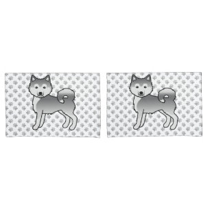 Housse D'oreillers Malamute Esquimau Argenté Chien de Dessin Animé Mi