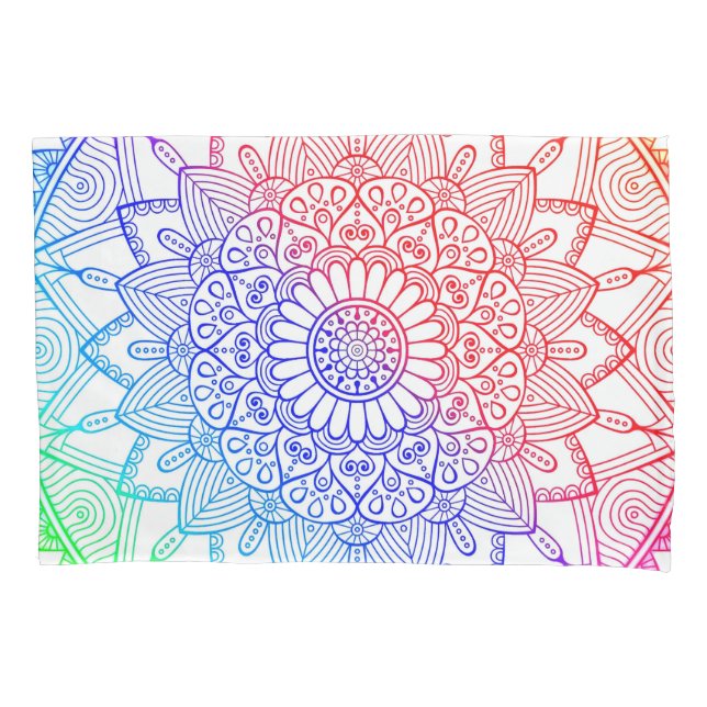 Housse D'oreillers Mandala Arc-en-Ciel (devant)