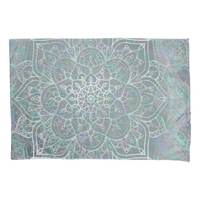 Housse D'oreillers Mandala Bohème Chic à reflets irisés (devant)