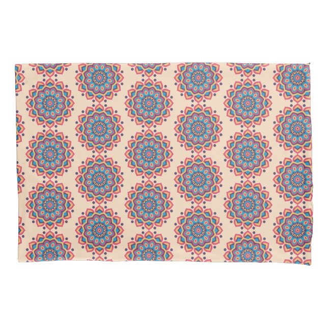 Housse D'oreillers Mandala Hexcolor vibrante (devant)