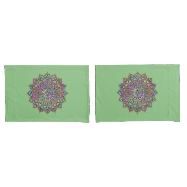 Housse D'oreillers Mandala Inde Style 1 (devant-Set)