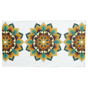 Housse D'oreillers Mandala Motif 2002 en jaune et bronzette