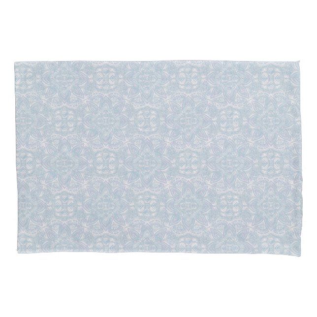 Housse D'oreillers Mandalas bleu clair, rose et blanc (devant)