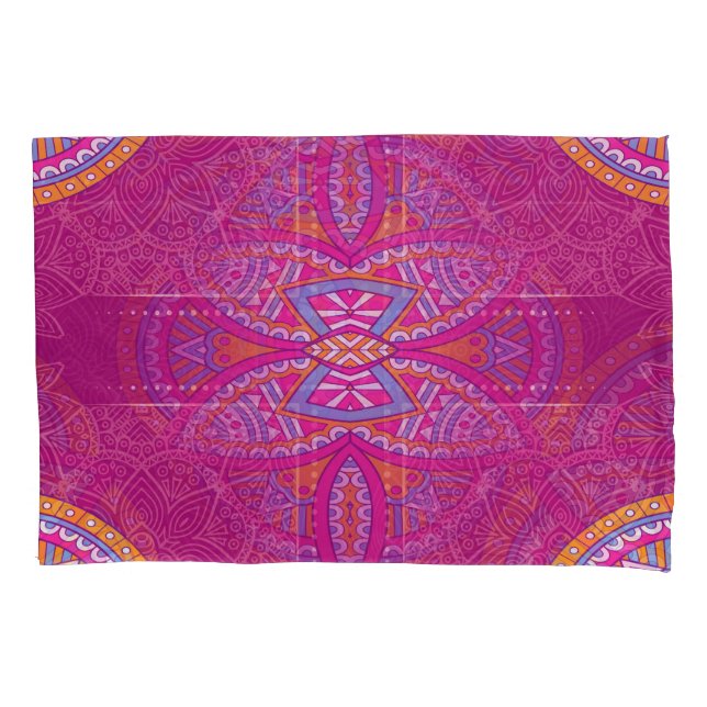 Housse D'oreillers Mandalas en Pink mélangé répéter motifs (devant)
