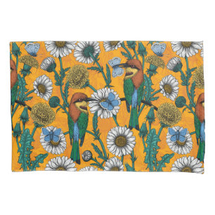 Housse D'oreillers Mangeurs d'abeilles, papillons bleus et marguerite