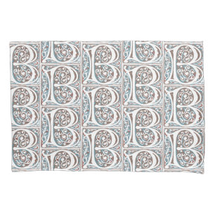 Housse D'oreillers Manuscrit médiéval de monogramme antique de la