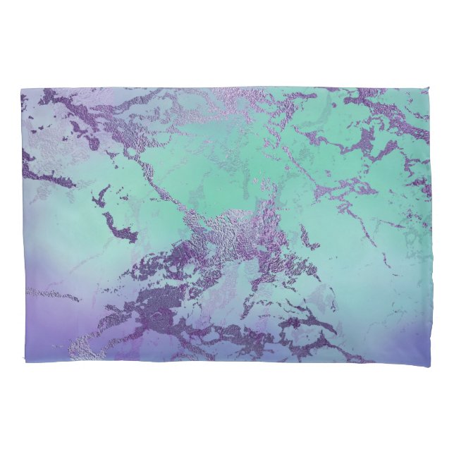 Housse D'oreillers Marbre chic | Lavande violet et vert menthe (devant)
