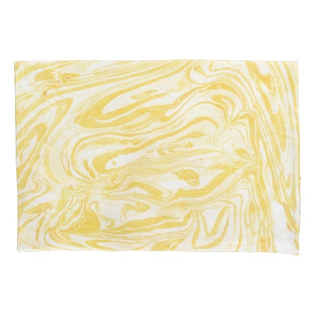 Housse D'oreillers Marbre jaune élégant : Texture dessinée à la main (devant)
