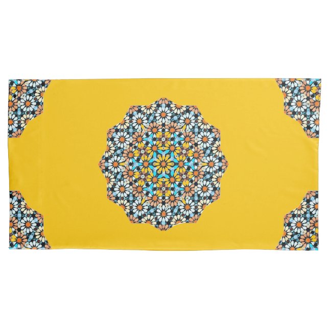 Housse D'oreillers Marbre jaune et turquise Mosaïque marocaine (devant)