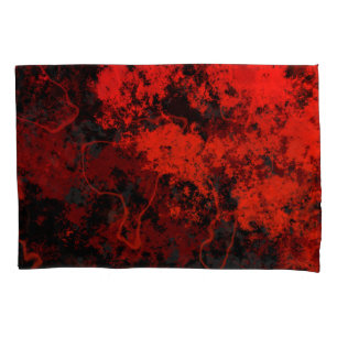 Housse D'oreillers Marbre rouge, noir et gris Abstrait