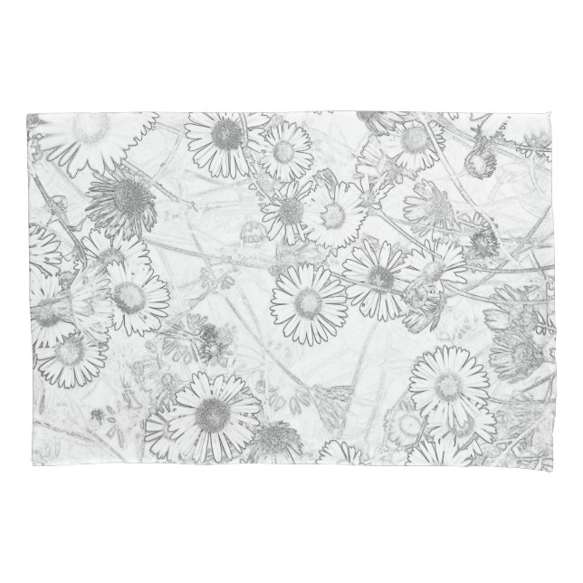 Housse D'oreillers Marguerites motif gris clair (devant)
