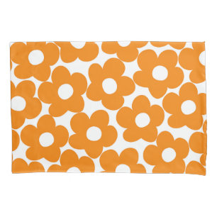 Housse D'oreillers Marguerites Orange Rétro #1 #décoration #art
