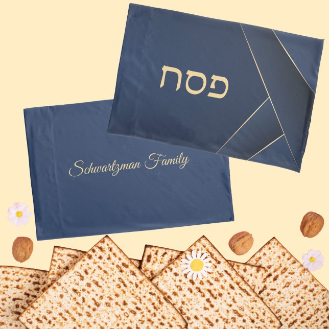 Housse D'oreillers Marine Blue and Gold Passover (Créateur téléchargé)