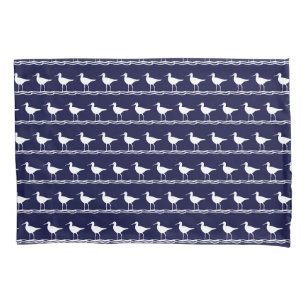 Housse D'oreillers Marine côtière moderne Nautique Bleu Bécasseaux