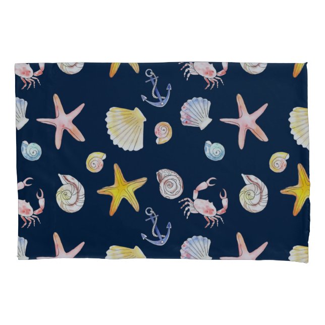 Housse D'oreillers Marine Life & Ancres (Dark) Coussin Coque (devant)