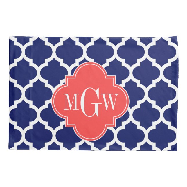 Housse D'oreillers Marine Whats Marocain #5 Coral Rouge 3 Monogramme  (Dos)