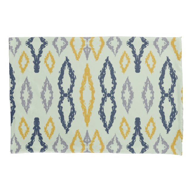 Housse D'oreillers Marocain Ikat Blue Yellow Mint Motif (devant)