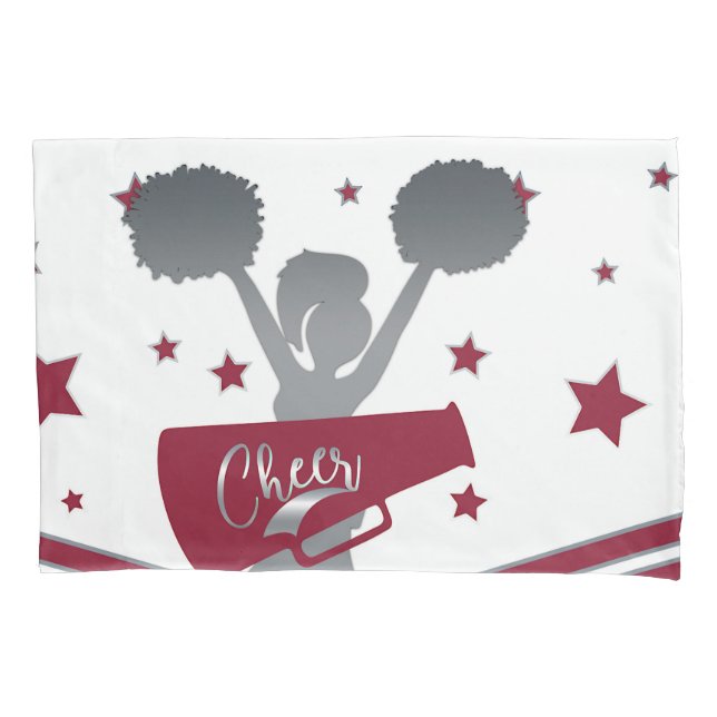 Housse D'oreillers Maroon & Silver Stars Filles de Cheer-leading (devant)