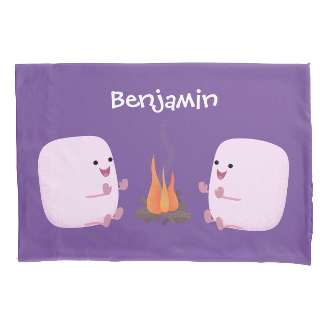 Housse D'oreillers Marshmallows mignons roses par dessin animé sur le (devant)