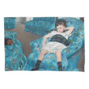 Housse D'oreillers Mary Cassatt - Petite fille dans un fauteuil bleu