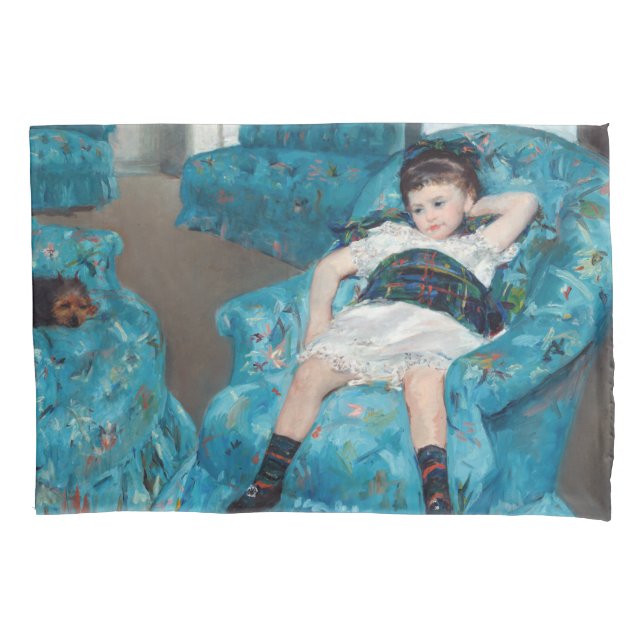 Housse D'oreillers Mary Cassatt - Petite fille dans un fauteuil bleu (devant)