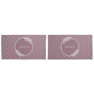 Housse D'oreillers Mauve Elegant Damask Coque Coussin personnalisé