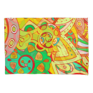 Housse D'oreillers Mehndi Doodle : Texture Ethnique Colorée.