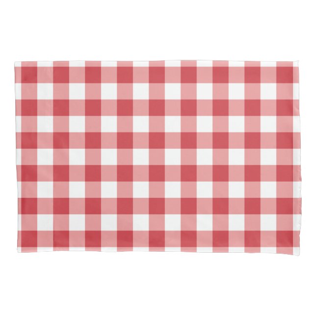 Housse D'oreillers Mellow Classic Gingham - red white check plaid. (devant)