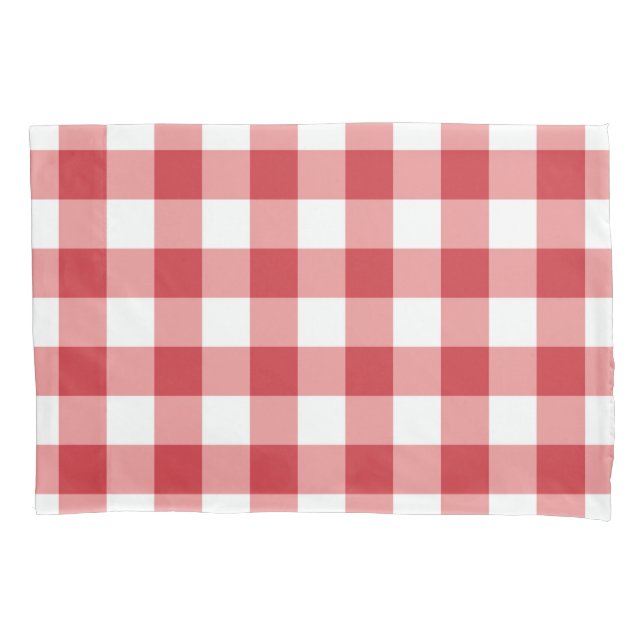 Housse D'oreillers Mellow Classic Gingham - red white check plaid. (devant)