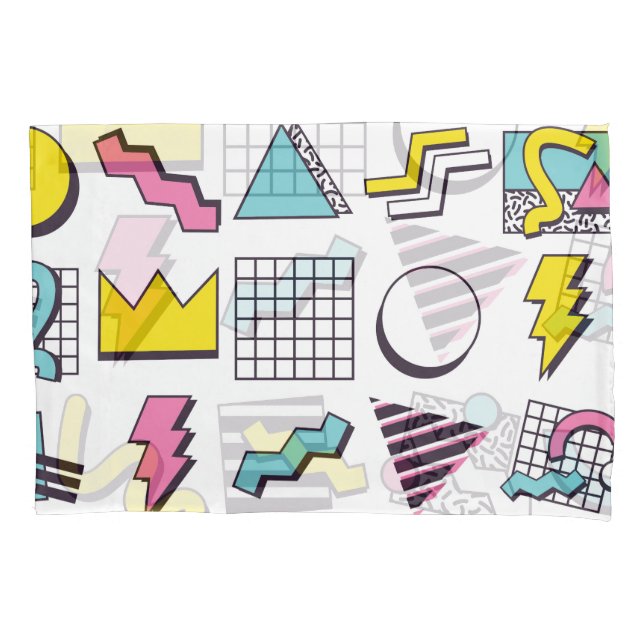 Housse D'oreillers Memphis des années 90 : Eléments de design pop. (devant)