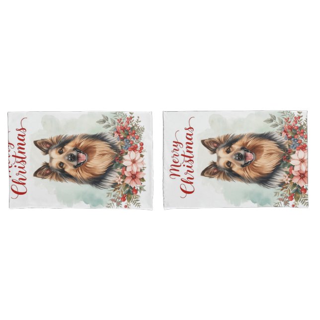 Housse D'oreillers Merry Christmas Dog Cozy Winter Bedroom Bedding (devant-Set)