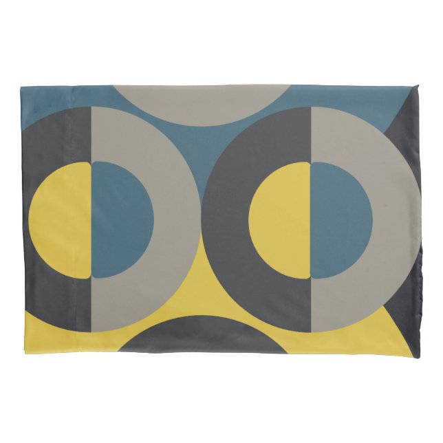 Housse D'oreillers Mi-siècle moderne bleu jaune Gunmetal (devant)