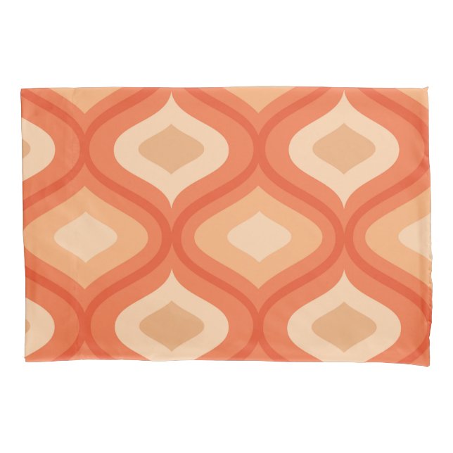 Housse D'oreillers Mi-siècle moderne orange et beige (devant)