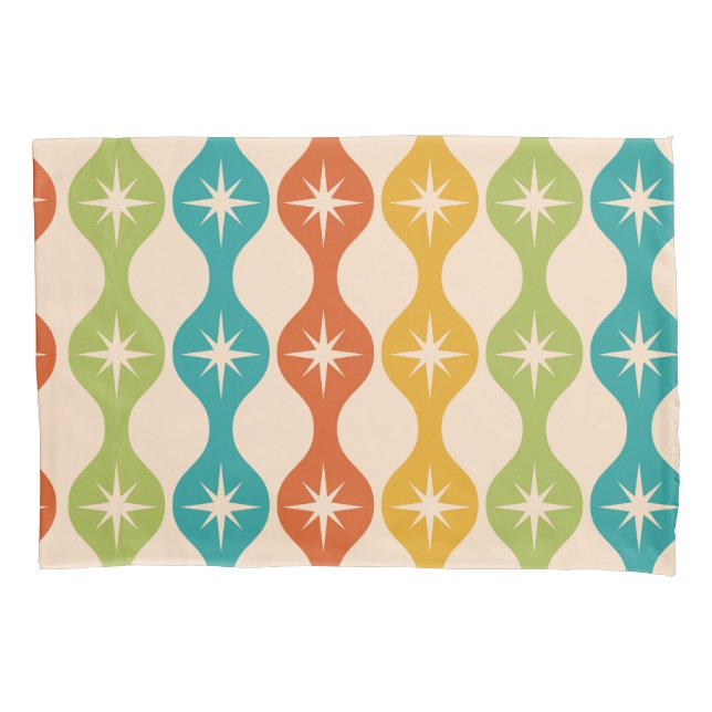 Housse D'oreillers Mid Century Retro Starbursts on ogee pattern     (devant)