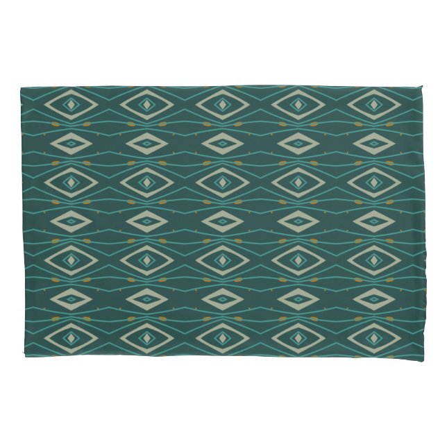Housse D'oreillers Midcentury Style Diamonds Orange Teal Abstract (devant-gauche)