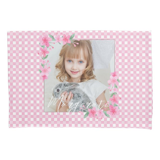 Housse D'oreillers Mignon personnalisé une photo rose  (devant)