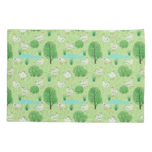 Housse D'oreillers Mignonne Moderne Whimsical Poulet Champ vert de pr