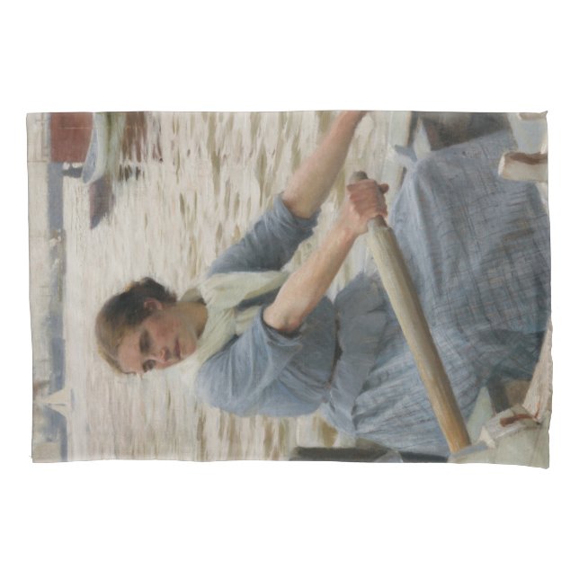 Housse D'oreillers Milk Maid sur un bateau à rames (par Albert Edelfe (devant-gauche)