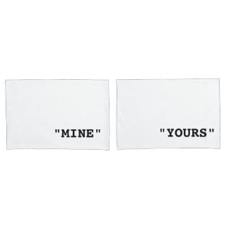 HOUSSE D'OREILLERS MINE ET VOTRE PAIRE TYPOGRAPHIQUE DE PILLOWCASES