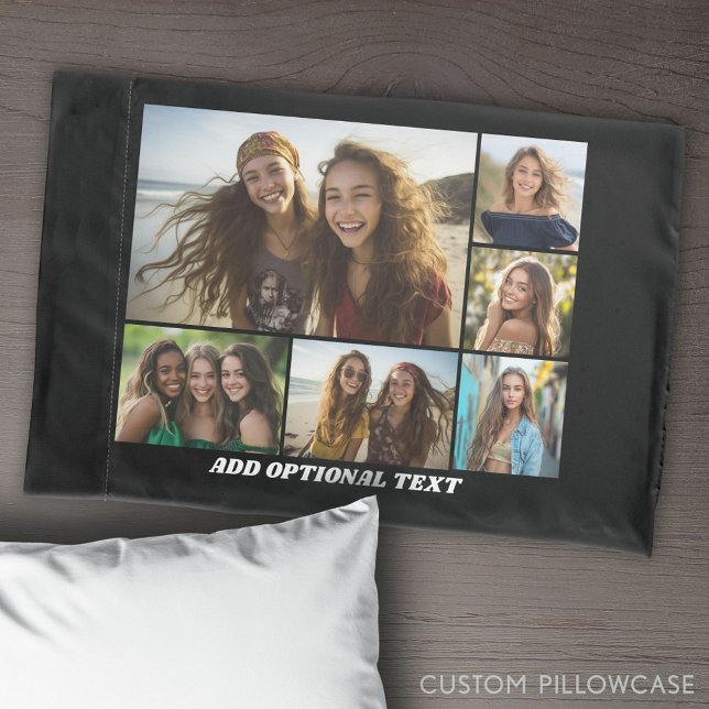 Housse D'oreillers Minimal moderne - Collage de 6 photos (Create Your Own Photo Collage Pillowcase)